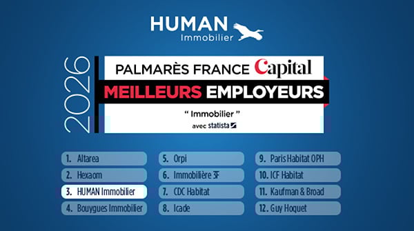HUMAN Immobilier élu ‘’Meilleur Employeur de France’’ parmi les réseaux d'agences immobilières par Capital