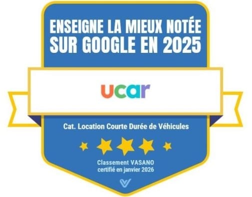 Ucar élue Enseigne de location de voiture la mieux notée sur Google en 2025