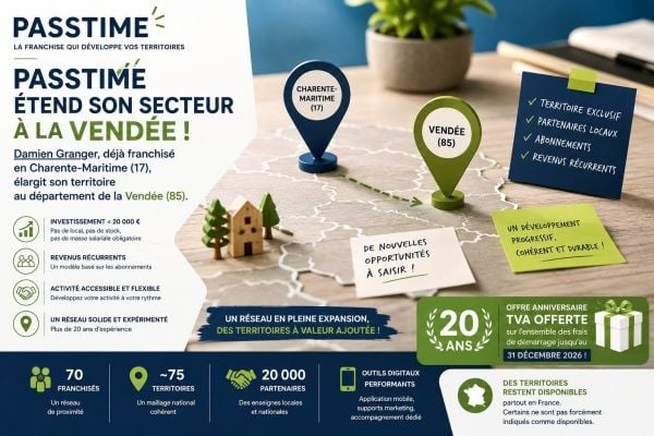 PASSTIME étend à la Vendée le secteur de son franchisé Damien Granger